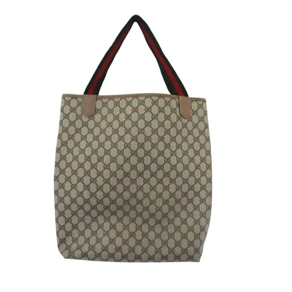 vtg 80s GUCCI Shopper Tote bag GG logo print canvas